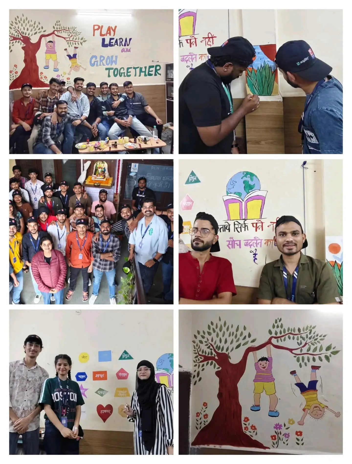 Ride for Cause volunteers painting murals on government school walls