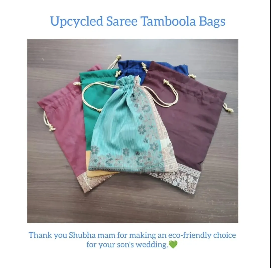 Upcycled saree tamboola bags made by MITU