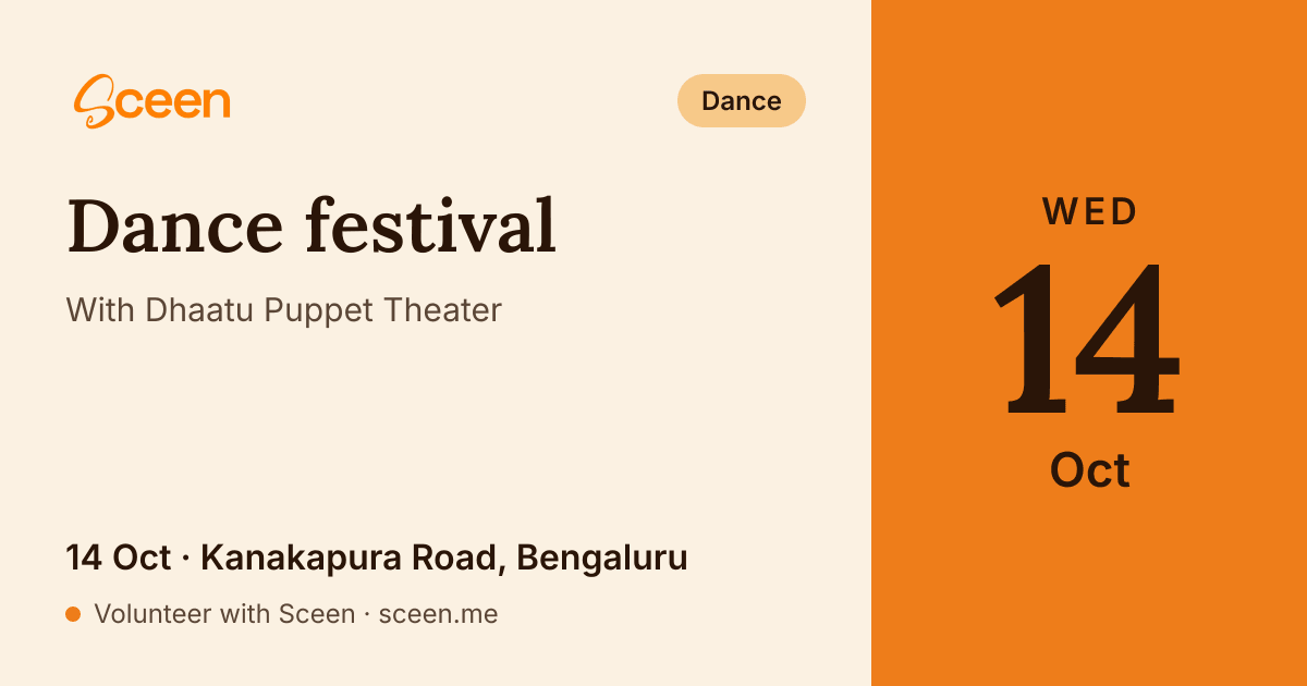 Dance festival with Dhaatu Puppet Theater: 14 Oct, Kanakapura Road, Bengaluru
