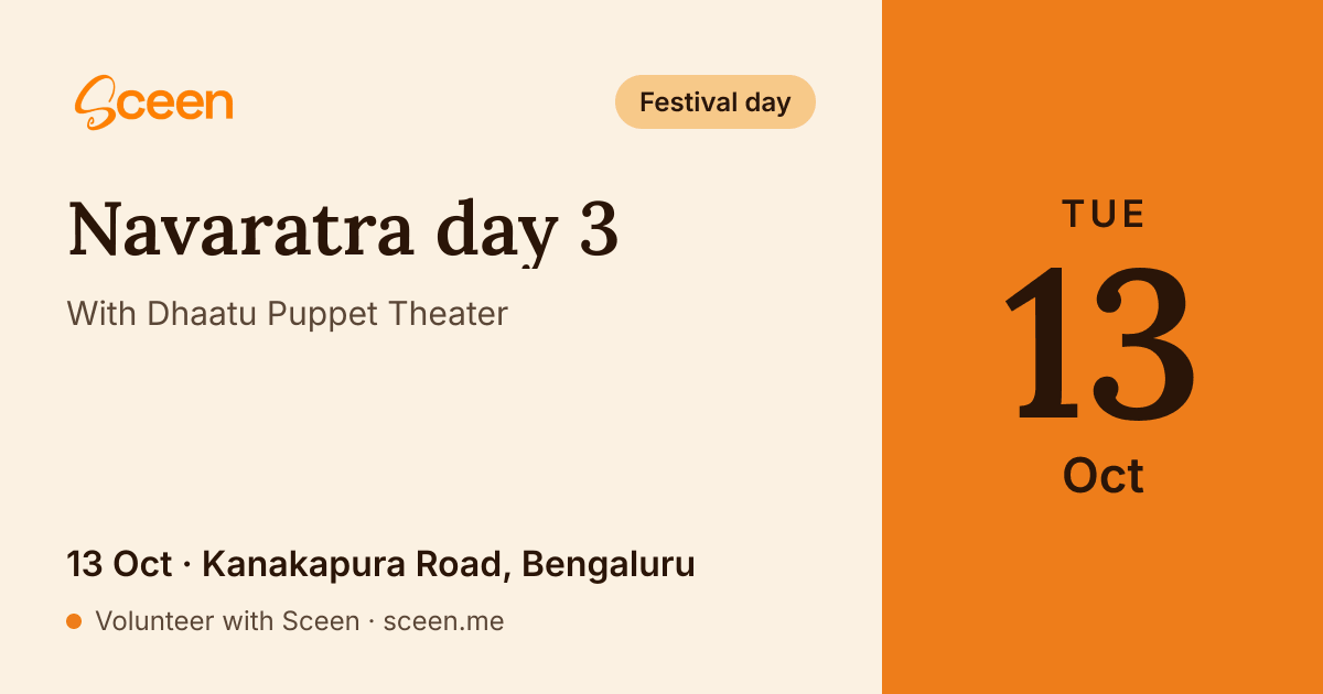 Navaratra day 3 with Dhaatu Puppet Theater: 13 Oct, Kanakapura Road, Bengaluru