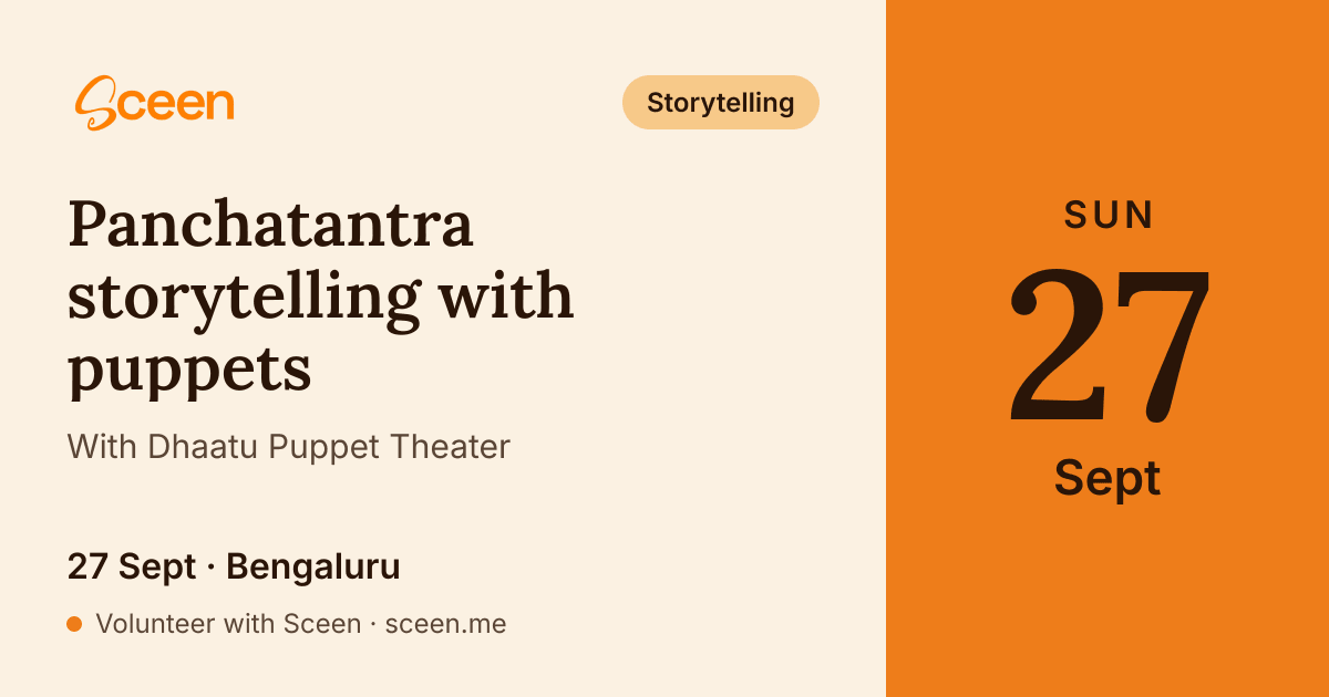 Panchatantra storytelling with puppets with Dhaatu Puppet Theater: 27 Sept, Bengaluru